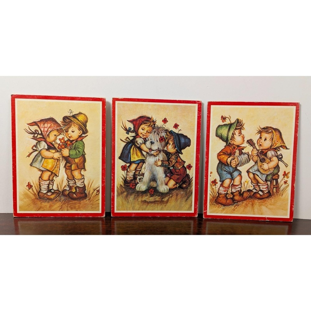 Vintage MJ Hummel Style Children Wall Plaques Set of 3 Nursery Cottage Decor